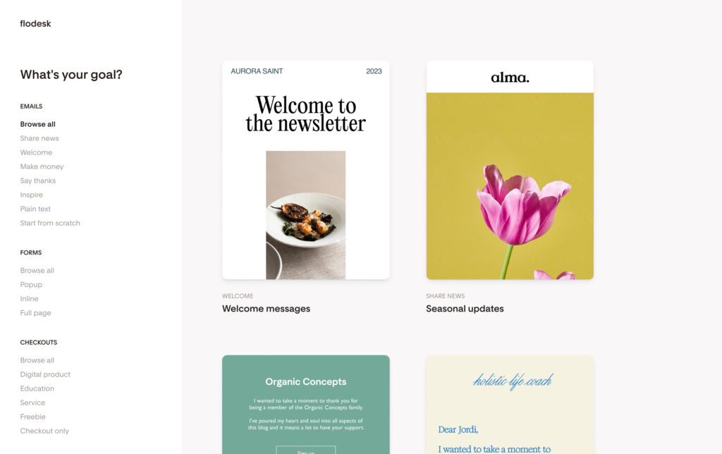 High-performing email design built with Flodesk’s drag-and-drop builder